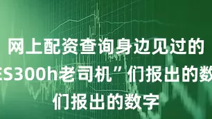 网上配资查询身边见过的“ES300h老司机”们报出的数字